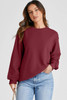 Burgundy Plain Drop Shoulder Crewneck Pullover Sweatshirt Burgundy Plain Drop Shoulder Crewneck Pullover Sweatshirt