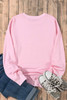 Pink Ghost Bowknot Printed Drop Shoulder Halloween Sweatshirt