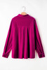 Bright Pink Plus Size Velvet Chest Pocket Drop Shoulder Shirt