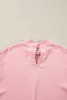 Gossamer Pink Swiss Dot Balloon Sleeve Loose Blouse
