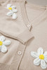 Parchment Elegant Flower Decor Button Front Cardigan