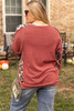 Redwood Burl Aztec Patchwork Drop Shoulder Plus Size High Low Sweatshirt