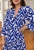 Blue Western Abstract Geometric Printed Maxi Dress