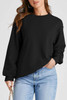 Black Plain Drop Shoulder Crewneck Pullover Sweatshirt Black Plain Drop Shoulder Crewneck Pullover Sweatshirt