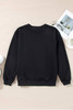 Black Plain Drop Shoulder Crewneck Pullover Sweatshirt Black Plain Drop Shoulder Crewneck Pullover Sweatshirt