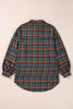 Green Plaid Long Sleeeve Side Split Distressed Hem Shirt