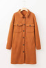 Gold Flame Textured Collared Drop Shoulder Buttoned Front Duster Coat