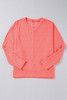 Apricot Pink Oversized Floral Jacquard V Neck Long Sleeve Top