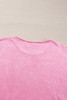 Pink Plus Size Mineral Wash Drop Shoulder Round Neck Sweatshirt