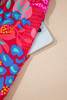 Rose Tropical Printed Lantern Sleeve V Neck Ruffled Plus Size Mini Dress