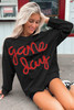 Black Tinsel Game Day Drop Shoulder Graphic Sweatshirt