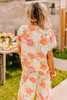 Orange Vibrant Floral Printed Short Sleeve Top 2 Piece Pants Set