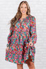 Sky Blue Plus Size Floral Print Shirred Ruffle Tiered Mini Dress Sky Blue Plus Size Floral Print Shirred Ruffle Tiered Mini Dress