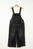 Black Distressed Bib Pocket Wide Leg Denim Overall Black Distressed Bib Pocket Wide Leg Denim Overall