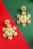 Gold Christmas Snowflake Rhinestone Rice Beaded Drop Earrings Gold Christmas Snowflake Rhinestone Rice Beaded Drop Earrings