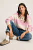 Pink Stripe Cable Knit Collared Henley Sweater