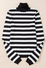 Black Stripe Slim Fit High Neck Knit Sweater