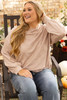Parchment Plus Size Textured Drop Shoulder Crew Neck Sweatshirt