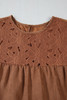 Chestnut Floral Lace Crochet Tiered Ruffled Mini Dress