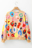 Khaki Multicolor Leopard Printed Drop Shoulder Pullover Sweatshirt