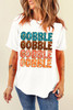 White Heat Transfer GOBBLE Graphic Crewneck Thanksgiving T Shirt