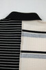 Black Stripe Colorblock Knit Henley Collar Shift Long Sleeve Mini Dress