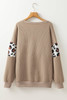 Parchment Leopard Quilted Patchwork Crew Neck Sweatshirt Parchment Leopard Quilted Patchwork Crew Neck Sweatshirt