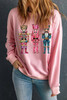 Pink Shimmer Nutcracker Graphic Christmas Pullover Sweatshirt Pink Shimmer Nutcracker Graphic Christmas Pullover Sweatshirt