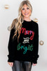 Black Tinsel Merry and Bright Graphic Christmas Sweater