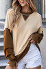 Apricot Color Block Thumbhole Sleeve Drop Shoulder Sweatshirt Apricot Color Block Thumbhole Sleeve Drop Shoulder Sweatshirt