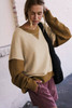 Apricot Color Block Thumbhole Sleeve Drop Shoulder Sweatshirt Apricot Color Block Thumbhole Sleeve Drop Shoulder Sweatshirt