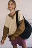 Apricot Color Block Thumbhole Sleeve Drop Shoulder Sweatshirt Apricot Color Block Thumbhole Sleeve Drop Shoulder Sweatshirt