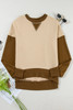 Apricot Color Block Thumbhole Sleeve Drop Shoulder Sweatshirt Apricot Color Block Thumbhole Sleeve Drop Shoulder Sweatshirt