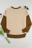 Apricot Color Block Thumbhole Sleeve Drop Shoulder Sweatshirt Apricot Color Block Thumbhole Sleeve Drop Shoulder Sweatshirt