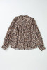 Light French Beige Oversized Leopard Print Balloon Sleeve Casual Shirt