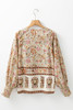 Yellow Floral Print Tie Neck Lantern Sleeve Blouse