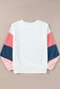White French Terry Color Block Long Sleeve Top