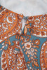 Orange Paisley Print Loose Fit Drawstring High Waist Mini Dress