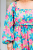 Sky Blue Floral Allover Print Shirred Square Neck Plus Size Maxi Dress Sky Blue Floral Allover Print Shirred Square Neck Plus Size Maxi Dress
