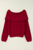 Racing Red Off-the-shoulder Knit Sweater