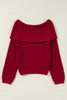 Racing Red Off-the-shoulder Knit Sweater