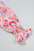 Oatmeal Floral Printed Patchwork Smocked Lantern Sleeve Knit Top