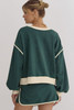 Evergreen Color Contrast Loose Pullover and Lace-up Waist Skort Set