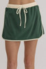 Evergreen Color Contrast Loose Pullover and Lace-up Waist Skort Set