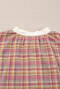 Pink Colorblock Plaid Patchwork Henley Blouse