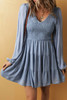 Ashleigh Blue Long Sleeve V Neck Smocked Tiered Mini Dress Ashleigh Blue Long Sleeve V Neck Smocked Tiered Mini Dress