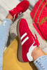 Fiery Red Vintage Striped Patchwork Lace-up Flat Shoes