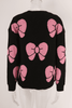 Black Valentine Bowknot Knitted Round Neck Fashion Sweater