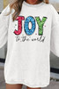 White JOY to the world Ribbed Crewneck Pullover Sweatshirt