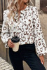 Khaki Leopard Print Split Neck Balloon Sleeve Blouse Khaki Leopard Print Split Neck Balloon Sleeve Blouse